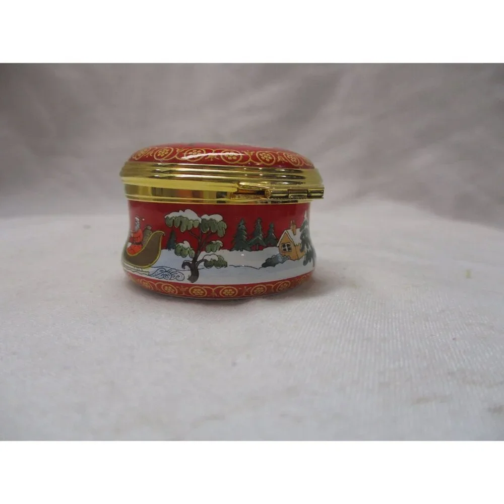 Enamel Box, Halcyon Days, Christmas 2002, Snuff Pill‎ Jewelry Trinket England